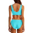 thumbnail image 4 of MIXUE Swim Suits for Women Summer Solid Color Strappy Square Collar Elastic Bra And Panty Set Sports Two Piece Tankini Beachwear,Blue,L, 4 of 6