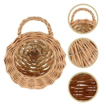 FRCOLOR Hanging Woven Basket for Home Use Beige Wicker Decorative Wall Basket 12.5x8x5 Inches