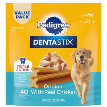 Pedigree Dentastix Original Flavor Dental s Treats for Large Dogs, 2.08 lb. Value Pack (40 Treats)