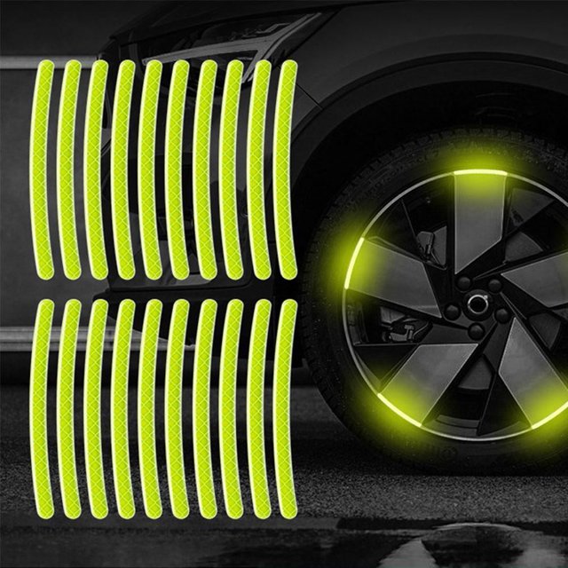 Active Radiance 20pcs Car Tire Rim Reflective Sticker Night Warning Strip Motorcycle Decals Auto Reflector Bike Wheel Hub Stickers