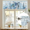 thumbnail image 7 of Sea Turtle Valances for Windows, 42 x 18in, Ocean Starfish Coral Blue Wood Grain Rod Pocket Kitchen Valance Curtain Light Filtering Window Treatments for Living Room Bedroom, 1 Panel, 7 of 7