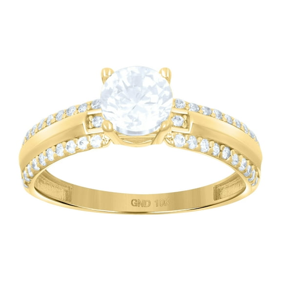 10kt Real Yellow Gold Womens Cubic-Zirconia Bridal Engagement Ring