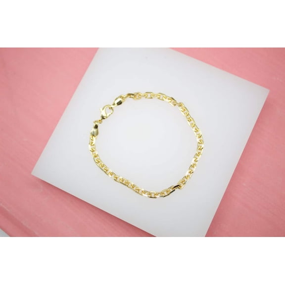 18K Gold Filled 4mm Small Thick PaperClip Bracelet (I339)