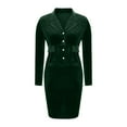 thumbnail image 5 of 2 Piece Suit Skirt Sets for Women Velvet Long Sleeve Blazer Jacket Midi Pencil Skirt Business Office Formal Dress Suit, XL, 5 of 7
