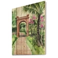 thumbnail image 2 of Designart 'Traditional Gate On Path In Tropical Oasis' Tropical Print on Natural Pine Wood, 2 of 5