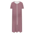 thumbnail image 4 of Tnhcen Women's Zip Up Robe Long Length Pajama Dress Star Print Cozy Fleece Loungewear with Pockets Soft Sleepwear S-2XL Multiple Colors Available Red, 4 of 7