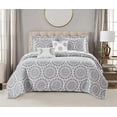 thumbnail image 3 of Home Soft Things 5 Piece Printed Microfiber Quilt Set - Tribal Medallion (Medallion-Light Grey) - California King (122" x 106"), 3 of 7