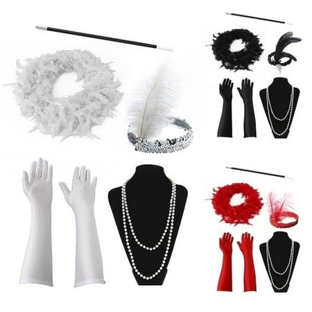 5Pcs/set Halloween Flapper Girl Fancy Dress Accessories Charleston Gangster Gatsby Girl Costume