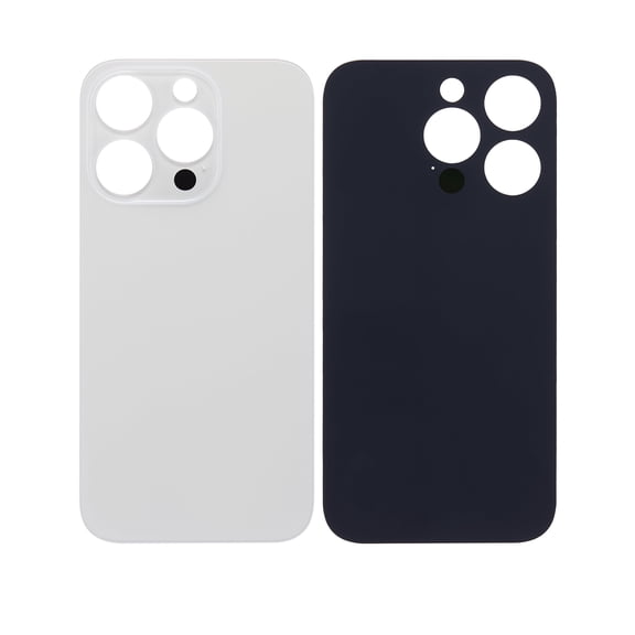 Replacement Back Glass With 3M Adhesive Compatible For iPhone 14 Pro (No Logo / Large Camera Hole) (Silver)