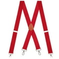 thumbnail image 2 of Buyless Fashion Heavy Duty Suspenders for Men - 48" Adjustable Straps 1 1/2" - X Back with Strong Hooks - 5145-Red, 2 of 5