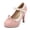Pink, variant on Beige Women'S Pumps High Heels Fashionable Casual Block Heels Sandals Ankle Strap Cute Bow Color Blocked Chunky Heels Dress Shoes For Women With 4.33In Heel