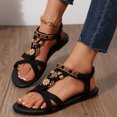 thumbnail image 6 of Willtoo Women's Strappy Beaded Flower Sandals Boho Open Toe Ankle Strap Flat Sandals Summer Vacation Beachwear Shoes Trendy 2026, 6 of 6