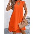 thumbnail image 3 of Women V-Neck Floral Printed A-Line Elegant Dresses Sleeveless Sundress Casual Boho Dress Orange S, 3 of 8