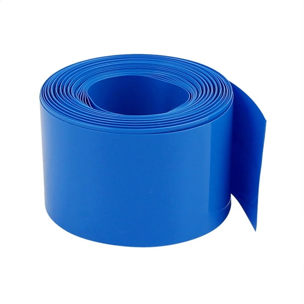 32mm Plat Largeur 2.1M Longueur PVC Thermorétractable Tube Bleu pour 18650 Batteries