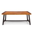 thumbnail image 2 of Benjara Carls Dining Table- Rectangular 71 Inch- Outdoor Light Brown Wood- Iron, 2 of 5