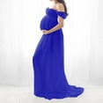 thumbnail image 6 of Yteetum Maternity Dress for Photoshoot Women Off Shoulder Pregnants Sexy Photography Ruffled Short Sleeve Long Dress Pregnant Woman Front Split Floor Length Dresses Nursing Long Dress, 6 of 8