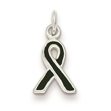 Sterling Silver Green Enameled Awareness Polished & Solid Charm Pendant 18mmx8mm