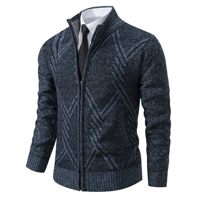 Styesk Cardigan Sweater for Men Open Front Zipper Knit Sweater Loose Fit Long Sleeve Sweater Casual Soft Chunky Plus Size Cardigans with Pockets