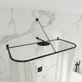 thumbnail image 3 of Naiture 54'' x 30'' D Shape Shower Curtain Rod with Ceiling or Wall Dual-Use Swivel Support, Shower Window Rod, Stainless Steel, Black Finish, 3 of 9