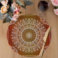thumbnail image 3 of Orange Boho Round 13 Inch Placemats Set of 6, Country Vintage Ethnic Abstract Geometric HeatResistant Non Slip Place Mats for Dining Table, Wipeable Braided Kitchen Table Mats for Housewarming, 3 of 9