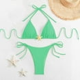 thumbnail image 6 of UTSJKR Women Two Piece Swimsuit Sexy Swimwear Halter String Triangle Bikini Sets Solid Summer Beach Bathing Suits Green M, 6 of 9