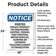 thumbnail image 2 of (2 Pack) Posted Private Property No Trespassing OSHA Notice Sign 18 Inch X 24 Inch Indoor / Outdoor Rust-Free Aluminum Metal Signs for Workplace, Workshop, and Construction Site, Made, 2 of 8