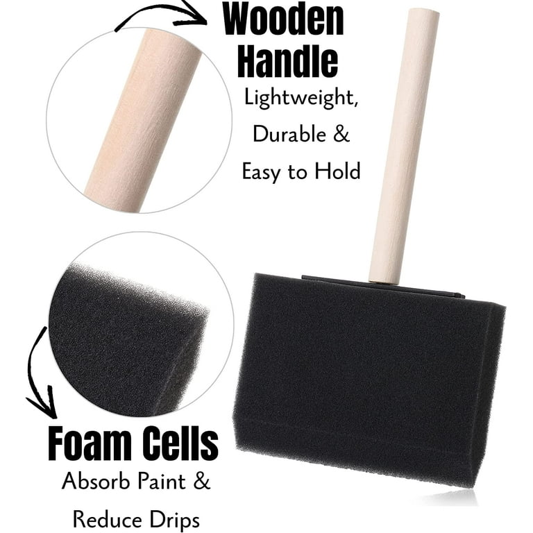 Foam Paint Brushes 4 Pcs Sponge Brushes Sponge Paint Brush with Wooden  Handle Foam Brushes for Painting Foam Brushes for Staining Paint Sponges  Foam