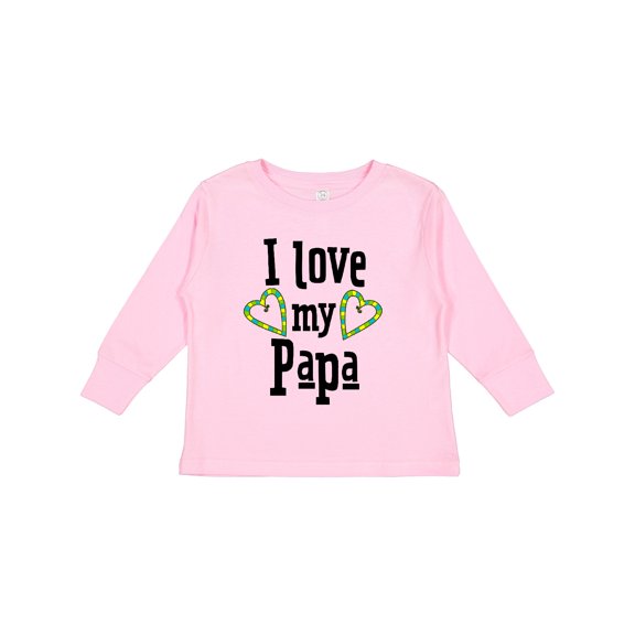Inktastic I Love My Papa Hearts Boys or Girls Long Sleeve Toddler T-Shirt