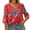 Red, variant on Half Sleeve Women Floral Print V-Neck Casual Shirt Blouse