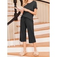 thumbnail image 2 of Avidlove Women's Capri Pajama Sets Short Sleeve Two-Piece Pjs V Neck Tops & Pants Black Lounge Sets S-2XL, 2 of 6