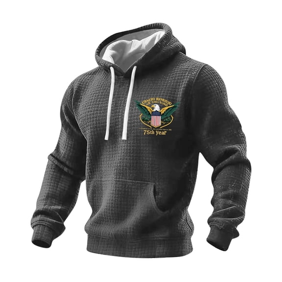 Mens Patriotic 4th of July Clothes 250 Year American Anniversary Sweatshirt Long Sleeve Waffle Hooded Pullover with Pocket