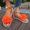 thumbnail image 4 of CQONEPT Bohemian Sandals For Women Flower Sandals Ankle Strap Open Toe Wide Width Arch Support Sandals Dressy Flat Beach Casual Shoes Orange 42, 4 of 6