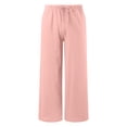 thumbnail image 4 of Landzoo Toddler Girls Pants Solid Color Elastic Waist With Pockets And Drawstring Summer Casual Pants Size 4-5 Years Red, 4 of 6
