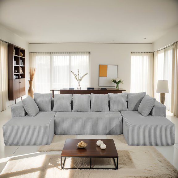 Kevinplus  Modular U-Shaped Sectional Sofa,130-inch 4-Seater Chaise Lounge for Living Room or Bedroom Couch, Freely Configurable Layout