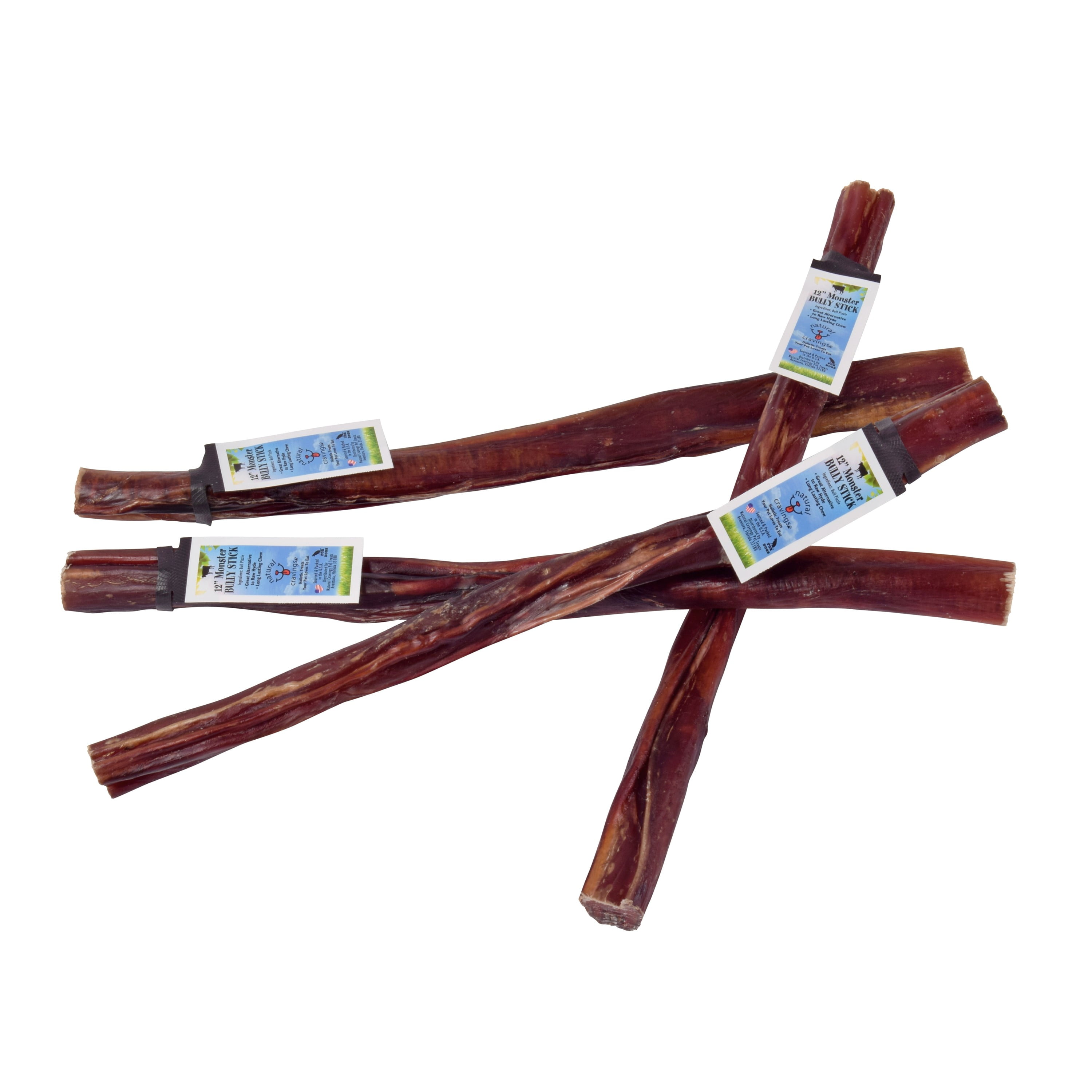 Natural Cravings 12" Monster Bully Stick Grain Free Large Breed Beef Bully Stick Dog Treat