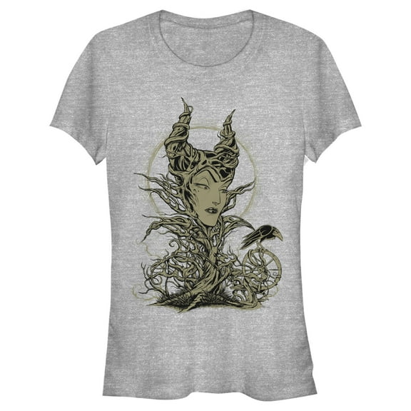 Junior's Sleeping Beauty Maleficent Twisted Queen  Graphic Tee Athletic Heather Medium
