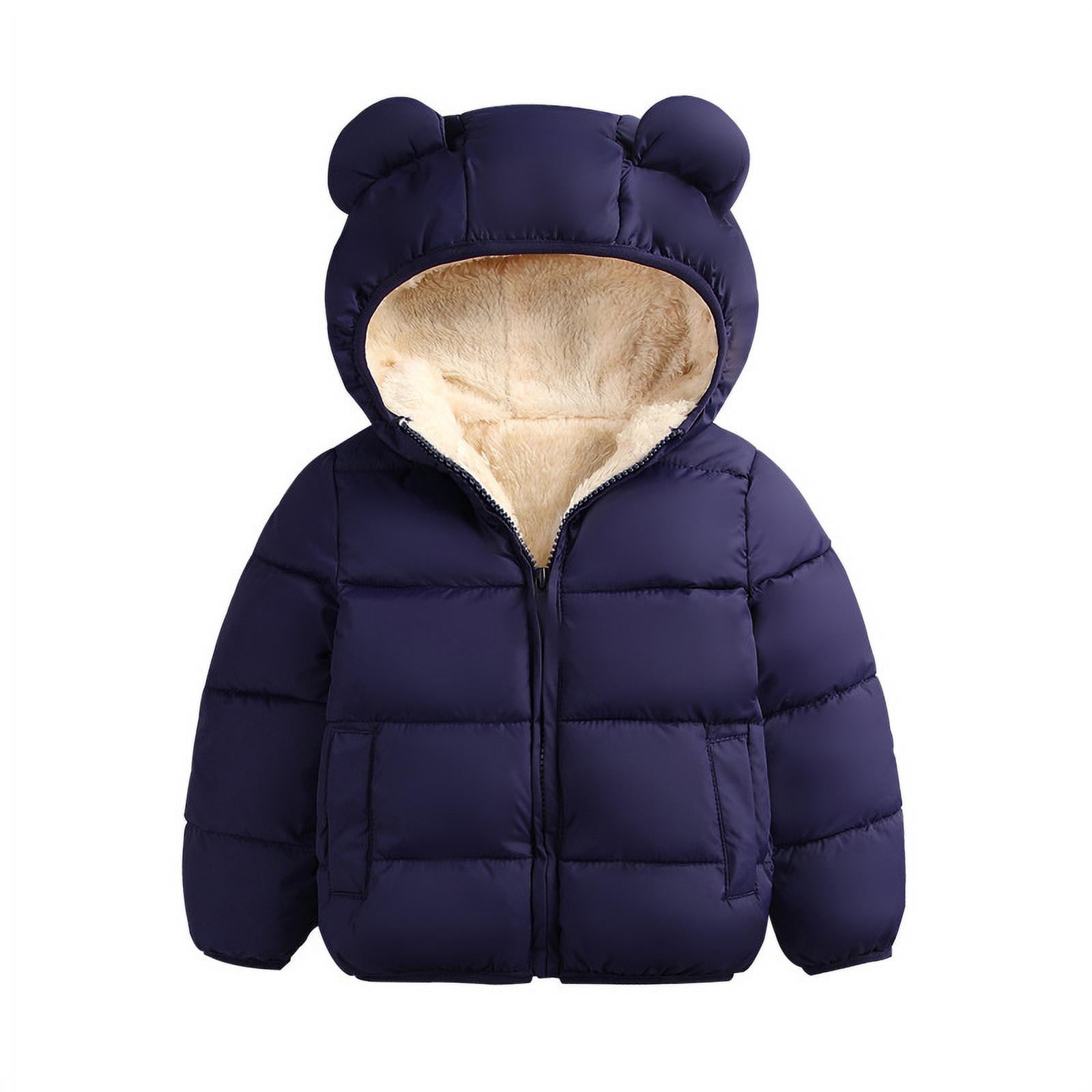 MNDSUDHG Baby Kids Boys Girls Fleece Full Zip Up Hoodie with Bear Ears Solid Color Coat Sweater Fall Winter Hooded Jacket