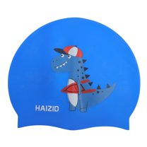 Unique Bargains 1 Pc Silicone Cartoon Dinosaur Swim Cap Dark Blue