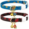 thumbnail image 3 of Cat Collar 2 Pack, Breakaway Cat Collars with Bells, Cute Floral Kitten Collar for Girl and Boy Cats, 12 X 0.5 Inch Soft Woven Pet Supplies for Daily Cat Wear, 3 of 6