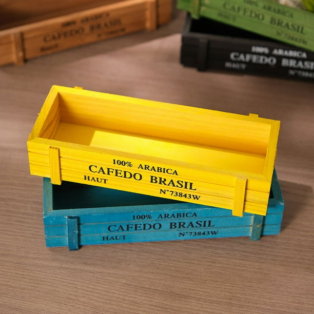 2 pc Macetas de plantas en maceta de balcón suculento de madera maciza macetas rectangulares bonsái caja de madera dividida