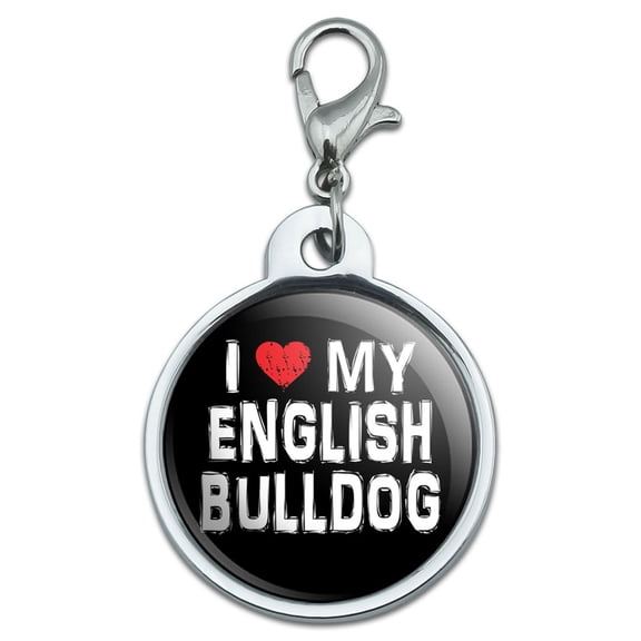I Love My English Bulldog Stylish Small Metal ID Pet Dog Tag
