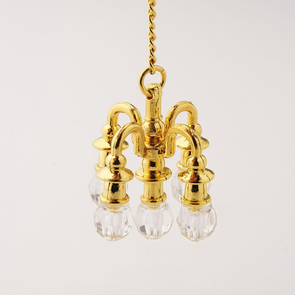 Newest Mini Dollhouse Dolls House Decoration Miniature Chandelier Lamp