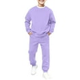 thumbnail image 4 of UACY 2 Piece Sweatsuits for Boys Girls School Athletic Outfit Fall Winter Tracksuit Pullover Sweatshirt (Purple, 6-7 Years), 4 of 6