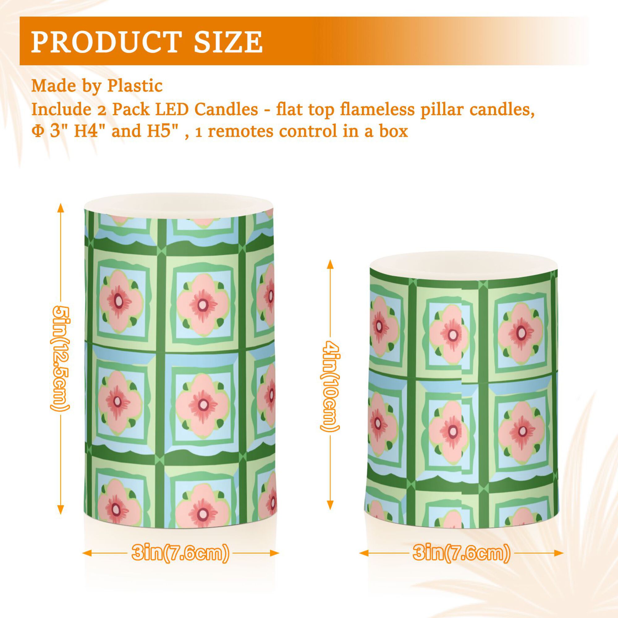 Yayeee Flameless Candles with Remote Flickering Battery Operated Multi Color Changing, Green Blossom Mosaic