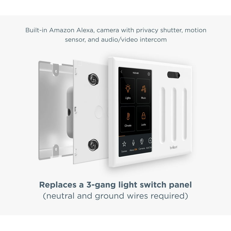 Brilliant Smart Home Control (2-Switch Panel) — Alexa Built-In & Compatible  with Ring, Sonos, Hue, Google Nest, Wemo, SmartThings, Apple HomeKit —
