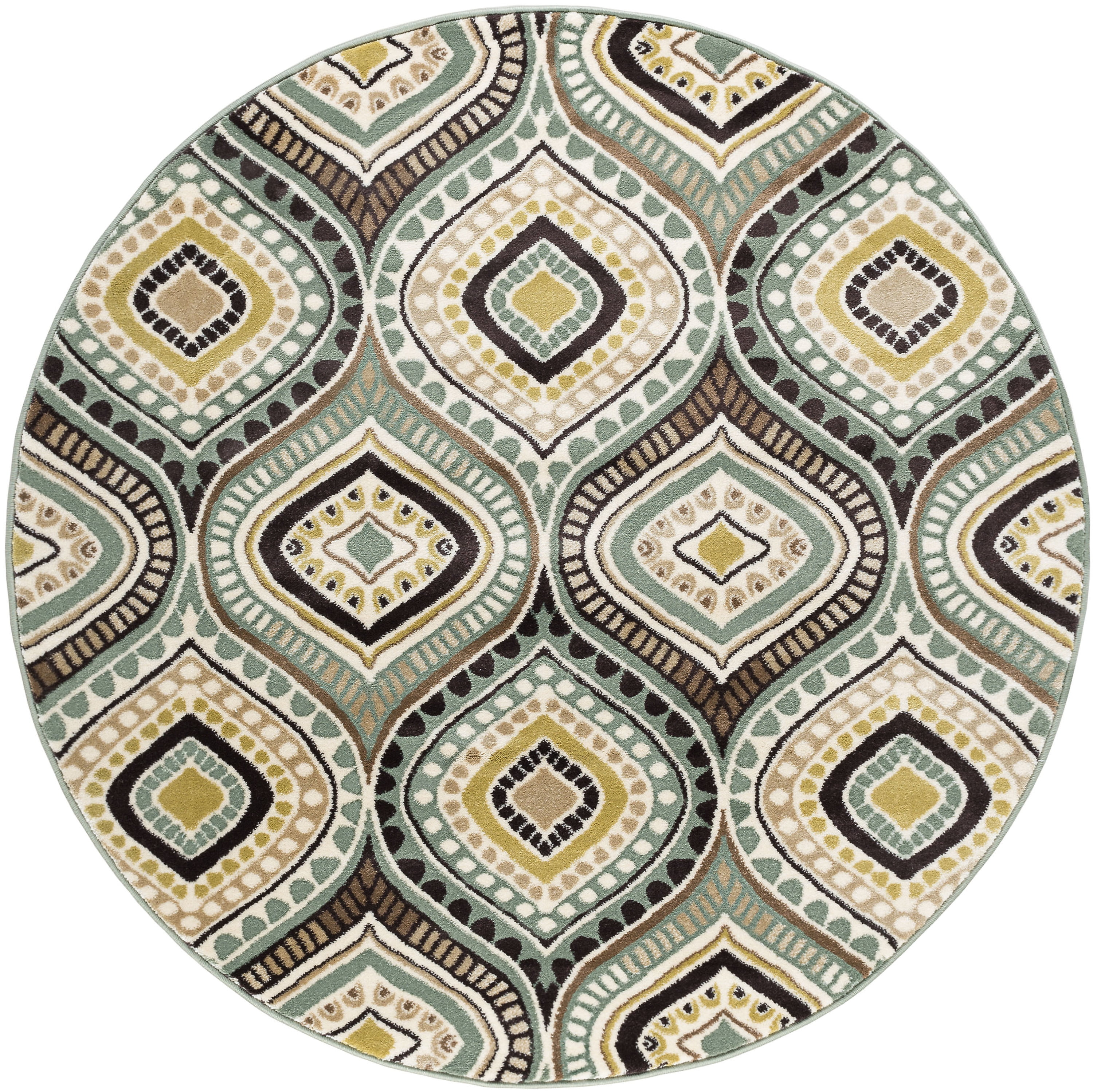 Capri Contemporary 8' Round Multi-Color Polypropylene Indoor Area Rug