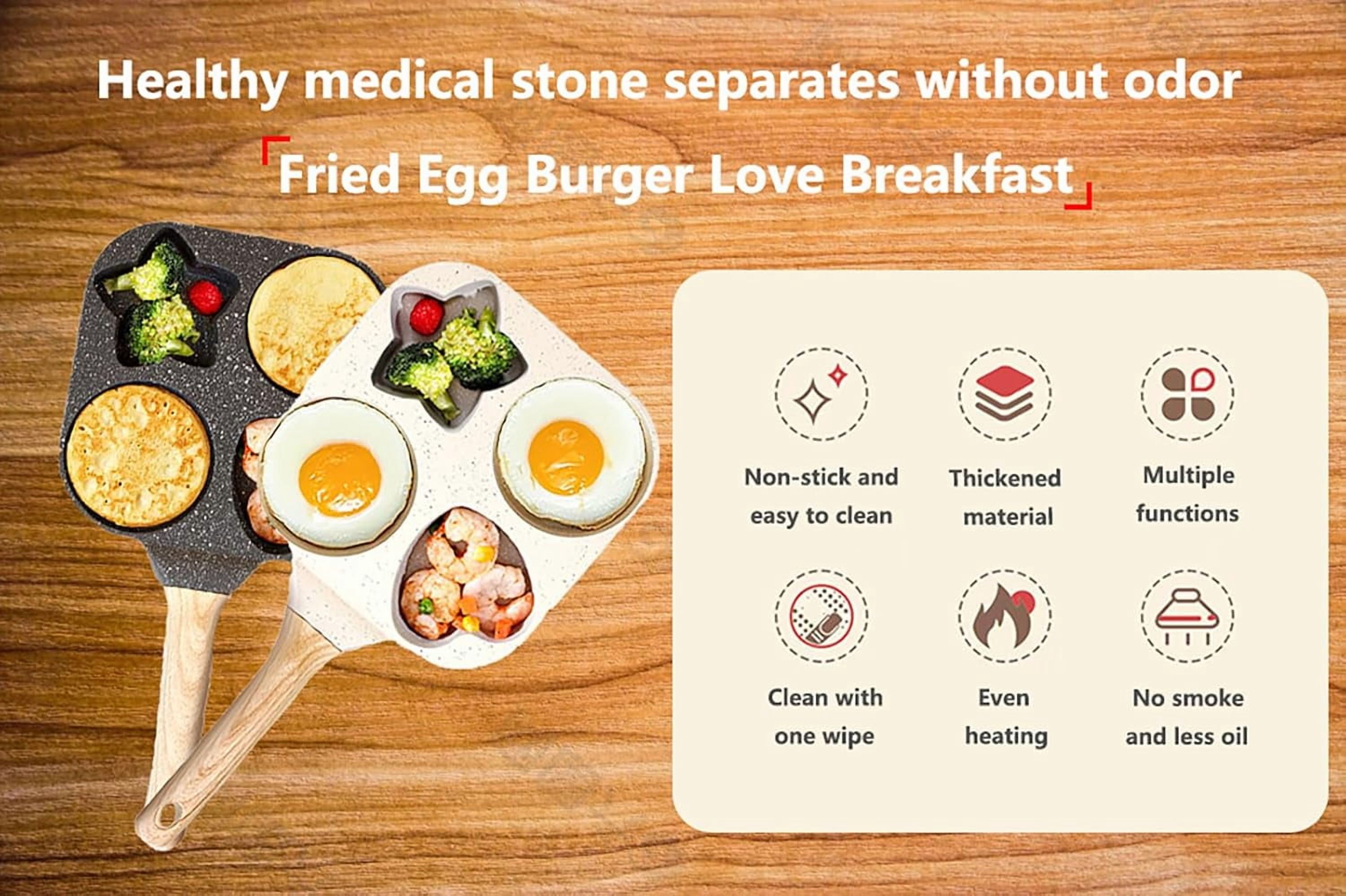 4 Hole Non Stick Egg Frying Pan, Mini Egg Poacher Pan Nonstick for 4 Eggs, Small Pancake Mold Skillet, Breakfast Frying Panfor Eggs, Steak and Pancakes, for Stovetop, Induction Compatible