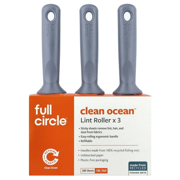 Full Circle Clean Ocean™ Lint Roller, 3 Rolls, 100 Sheets Each