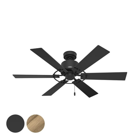 Restored Hunter Fan 52 inch Casual Matte Black Finish Indoor Ceiling Fan With 6 Blades and Pull Chain (Refurbished)
