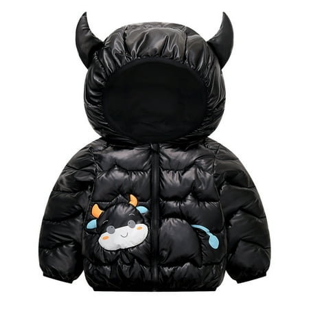 

JDEFEG Heavy Coat for Boys Kids Children Toddler Baby Boys Girls Cute Cartoon Animals Long Sleeve Winter Coats Jacket Cow Hooded Outer Outwear Outfits Clothes Winter Coats for Infants Boys Black 110